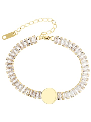 Adeliás Damen Armband aus Edelstahl mit Zirkonia 16,5 cm in gold