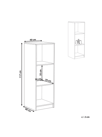Beliani Bücherregal ZEHNA in Schwarz - (W) 40 x (H) 117 x (L) 40 cm