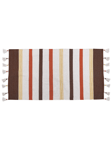 Beliani Geflochtener Teppich HISARLI in Braun/Gelb/Orange - (W) 80 x (H) 3 x (L) 150 cm