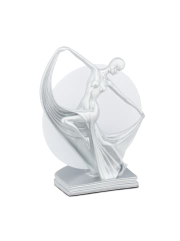 relaxdays Tischlampe Frauenfigur in Silber - (H)34,5 cm