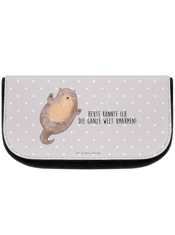 Mr. & Mrs. Panda Kulturtasche Otter Umarmen mit Spruch in Grau Pastell