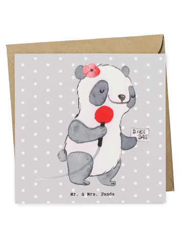 Mr. & Mrs. Panda Deluxe Karte Reporterin Herz ohne Spruch in Grau Pastell