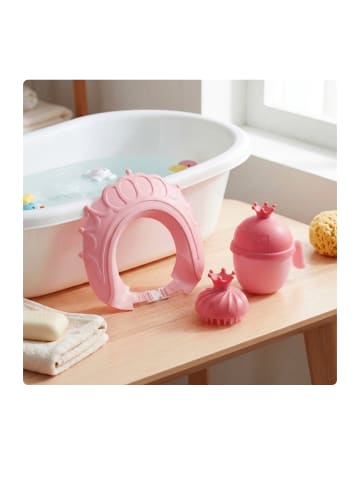 relaxdays 3-tlg. Haarwaschbecher-Set "Krone" in Rosa/ Pink