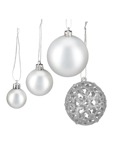 relaxdays 50-tlg. Weihnachtskugeln Set in Silber