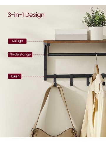 VASAGLE 2er-Set: Wandgarderobe in Braun-Schwarz - (B)24 x (H)24 x (T)40 cm