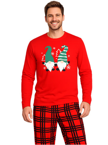 United Labels Wichtel XMAS Schlafanzug Pyjama Set Langarm Oberteil mit Hose in rot/schwarz