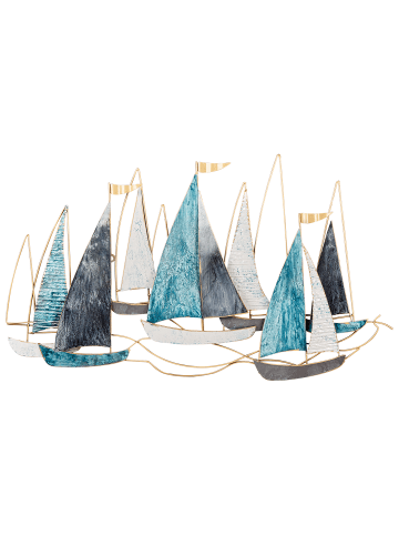 Beliani Wandobjekt BOHRIUM in Blau/Gold/Weiß - (W) 100 x (H) 50 x (L) 5 cm