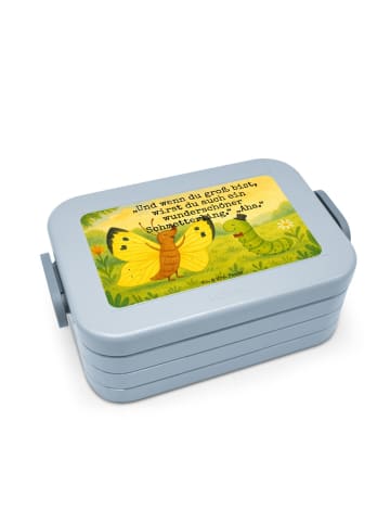 Mr. & Mrs. Panda Bentobox Raupe Schmetterling Design mit Spruch in Blau Pastell