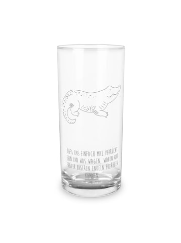 Mr. & Mrs. Panda Blümchentailglas Krokodil mit Spruch in Transparent