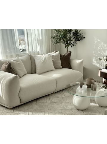 Beliani 3-Sitzer Sofa LUVOS in Weiß/Braun - (W) 220 x (H) 75 x (L) 104 cm