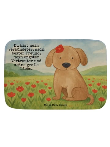 Mr. & Mrs. Panda Badematte Hund Dame Design mit Spruch in Weiß