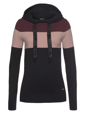 Laura Scott Strickpullover in schwarz-bordeaux-gestreift