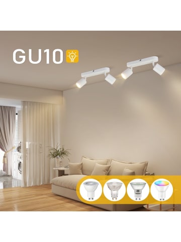 ZMH Deckenleuchte in weiß 2-flammige GU10 Moderne schwenkbar Flurlampe L 26.5 cm