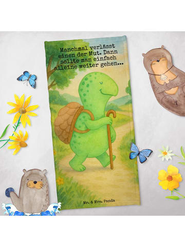 Mr. & Mrs. Panda Badhandtuch Schildkröte Wanderer Design mit Spruch in Weiß