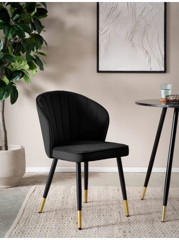 KADIMA DESIGN Esszimmerstuhl 2er Set Samt Küchenstuhl mit Metallbeinen, in Schwarz