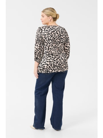 KAFFE curve Bluse langarm KCmegda Regular fit in Brown Leopard