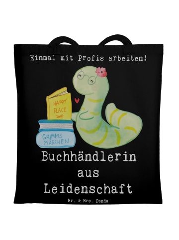 Mr. & Mrs. Panda Tragetasche Buchhändlerin Leidenschaft mit Spruch in Schwarz