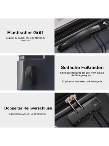 ABRIHOME Koffer in Grau mit 4 Rollen und Zahlenschloss 59 cm