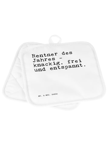 Mr. & Mrs. Panda Topflappen Rentner des Jahres -... mit Spruch in Weiß