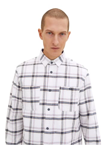 Tom Tailor Tom Tailor Hemd Kariertes Hemd Langarmhemd in weiß