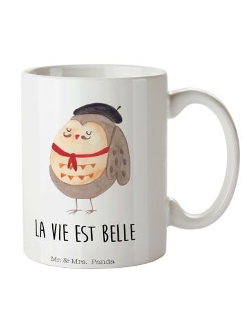 Mr. & Mrs. Panda Tasse Eule Frankreich mit Spruch in Weiß