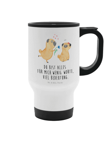 Mr. & Mrs. Panda Kaffee-Thermobecher Mops Verliebt mit Spruch in Weiß