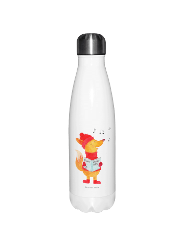 Mr. & Mrs. Panda Getränkeflasche Fuchs Sänger ohne Spruch in Weiß