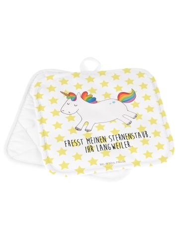 Mr. & Mrs. Panda Topflappen Einhorn Happy mit Spruch in Weiß