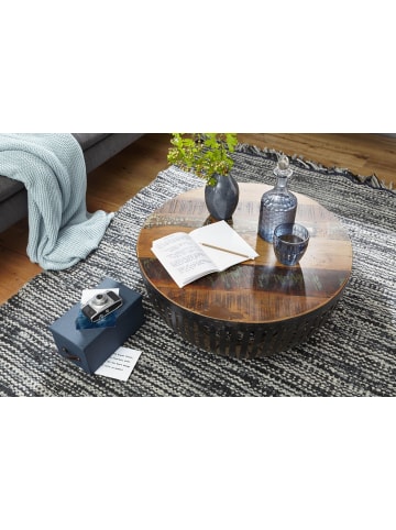 KADIMA DESIGN Couchtisch Industrial-Design, Recyceltes Mangoholz, Braun, 70x33x70 cm