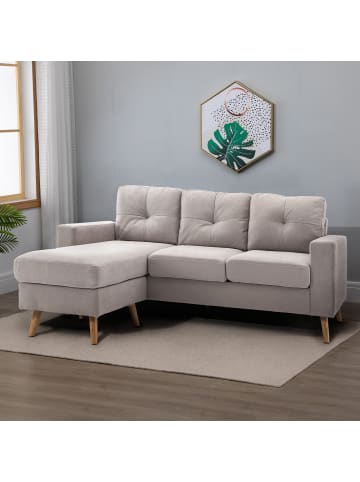 HOMCOM Ecksofa-193L x 136B x 85H cm-Hellgrau