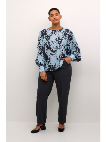 KAFFE curve Langarm-Bluse KCluma in Grey/Blue Graphic Cloud