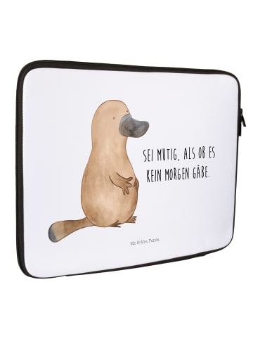 Mr. & Mrs. Panda Notebook Tasche Schnabeltier Mut mit Spruch in Weiß