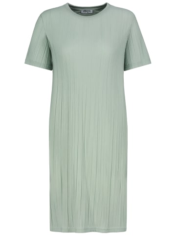 Sublevel Geripptes Kleid mit kurzem Arm und Rundhalsausschnitt in Grün