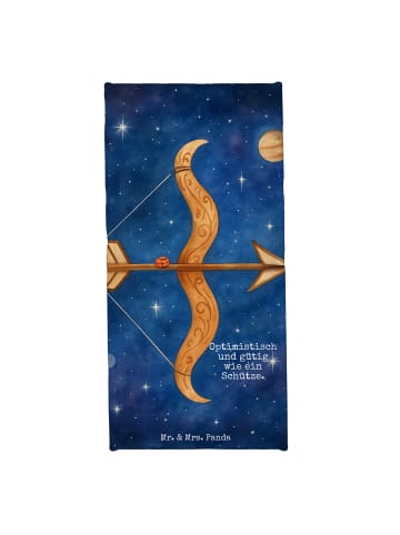Mr. & Mrs. Panda Badehandtuch Sternzeichen Schütze Design mit Sp... in Weiß