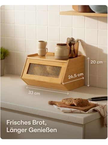 Praknu Brotkasten Holz Brotbox mit Ablagefläche - Brot Aufbewahrungsbox Klein