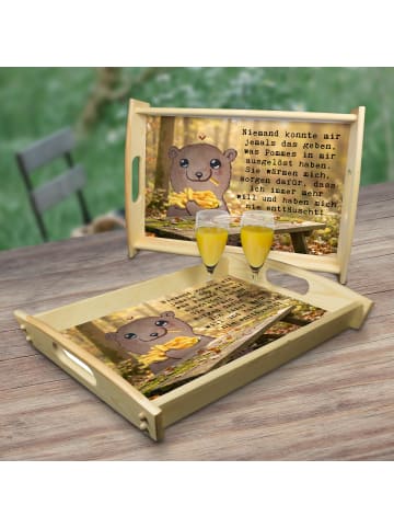 Mr. & Mrs. Panda Tablett Bär Pommes verliebt Design mit Spruch in Weiß