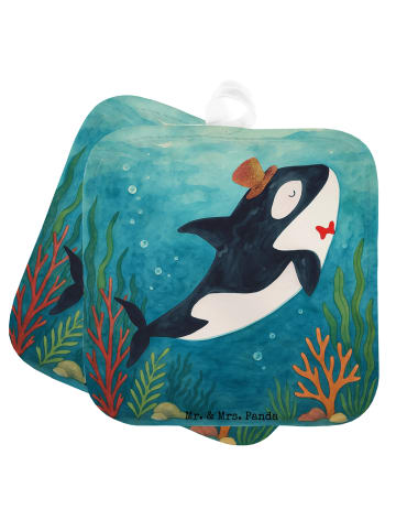 Mr. & Mrs. Panda Topflappen Orca Zylinder Design ohne Spruch in Weiß