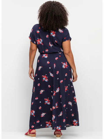 sheego Maxikleid in marine-gemustert