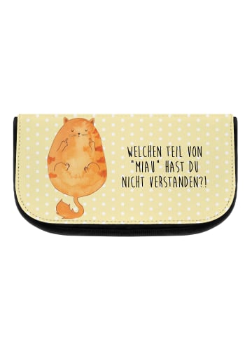 Mr. & Mrs. Panda Kulturbeutel Katze Mittelfinger mit Spruch in Gelb Pastell
