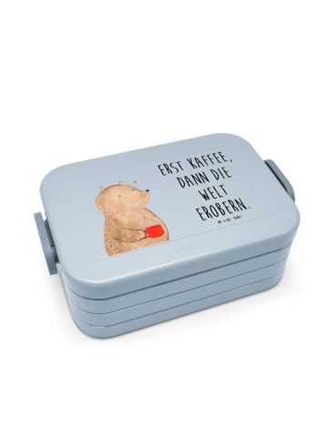 Mr. & Mrs. Panda MEPAL Bentobox Bär Kaffee Motiv mit Spruch in Blau Pastell