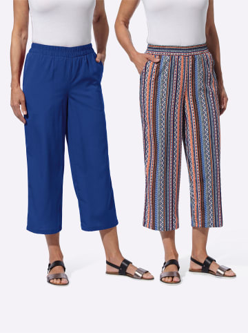 Sieh an! Culotte in aqua-orange-gestreift + royalblau