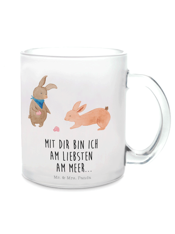 Mr. & Mrs. Panda Glas Hasen Muschel mit Spruch in Transparent
