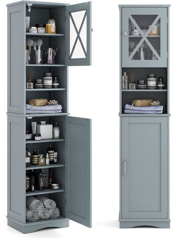 COSTWAY Badezimmerschrank schmal in Grau