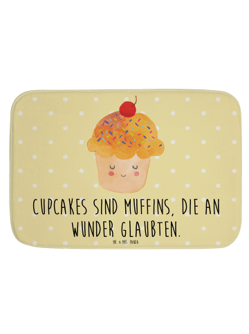 Mr. & Mrs. Panda Duschmatte Cupcake mit Spruch in Gelb Pastell