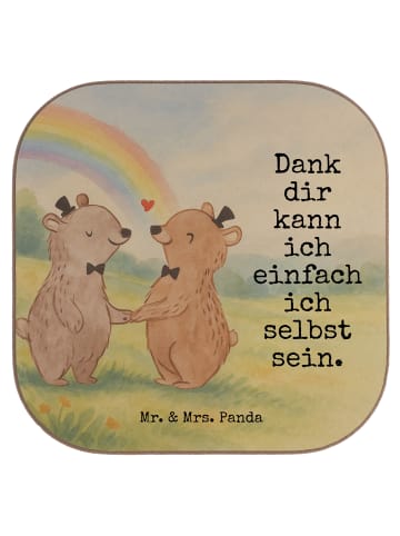 Mr. & Mrs. Panda Tischschoner Bären Gay Pride Design mit Spruch in Weiß