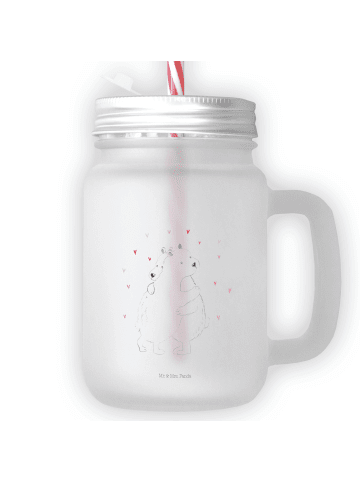 Mr. & Mrs. Panda Trinkglas Mason Jar Eisbär Umarmen ohne Spruch in Transparent