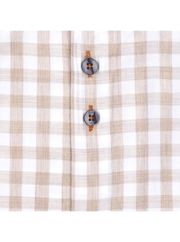 others Extra lange Ärmel. Blau kariertes Baumwolle/Viskosehemd in Beige