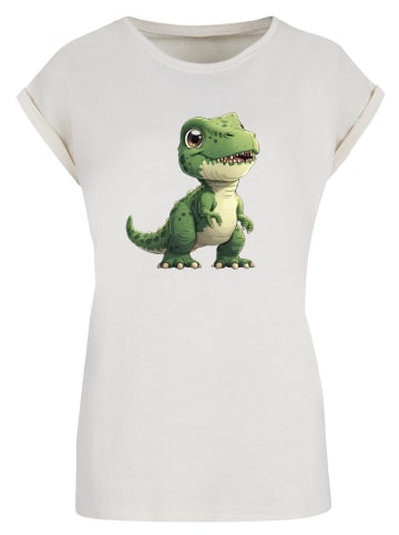 F4NT4STIC Extended Shoulder T-Shirt Süßer grüner Dino in Whitesand