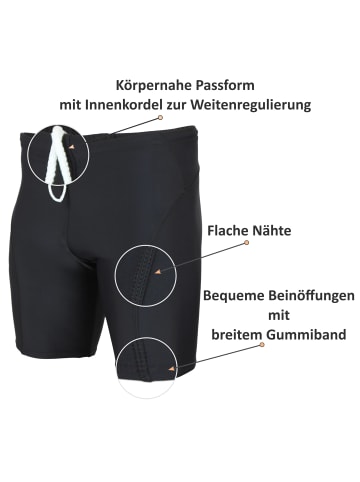 Aquarti Aquarti Herren Badehose Knielang Schwimmhose Jammer in schwarz