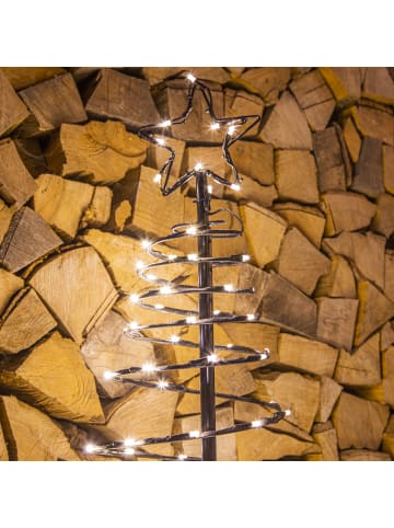 MARELIDA LED Lichterbaum mit Sternspitze Spiralform für Außen H: 1,2m in schwarz